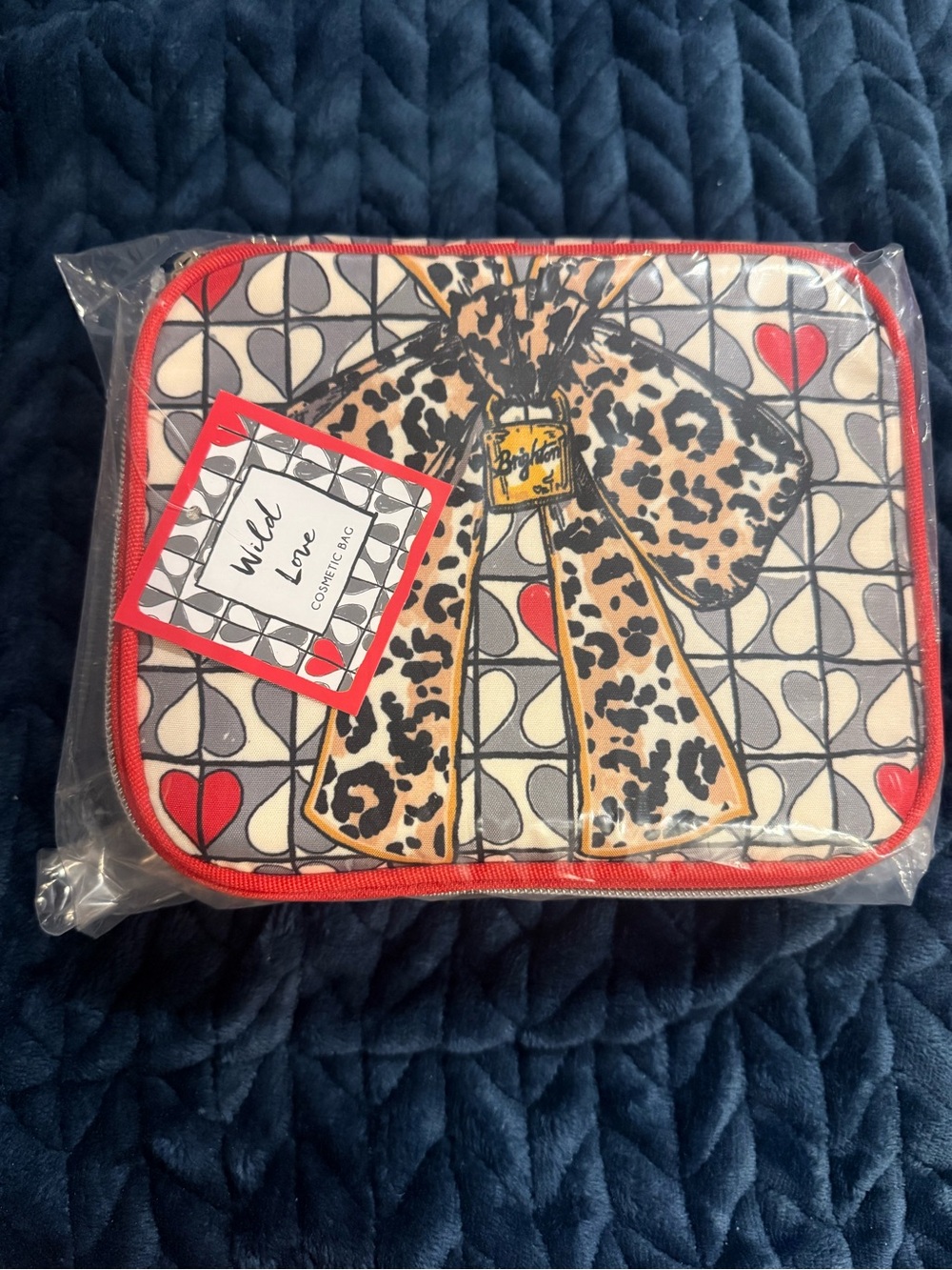 Brighton Wild Love Leopard Bow Cosmetic Case - Red, Cream, Black